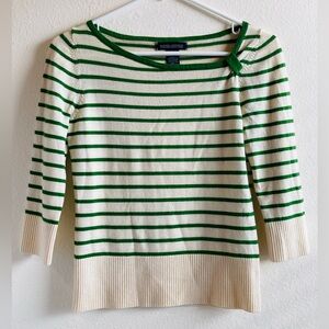 Banana Republic Green and Cream Striped Sweater